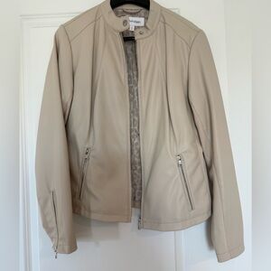 Calvin Klein Women's Beige Leather Jacket